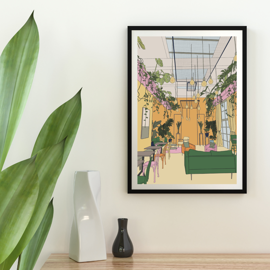 Hackney café, London, Art Print