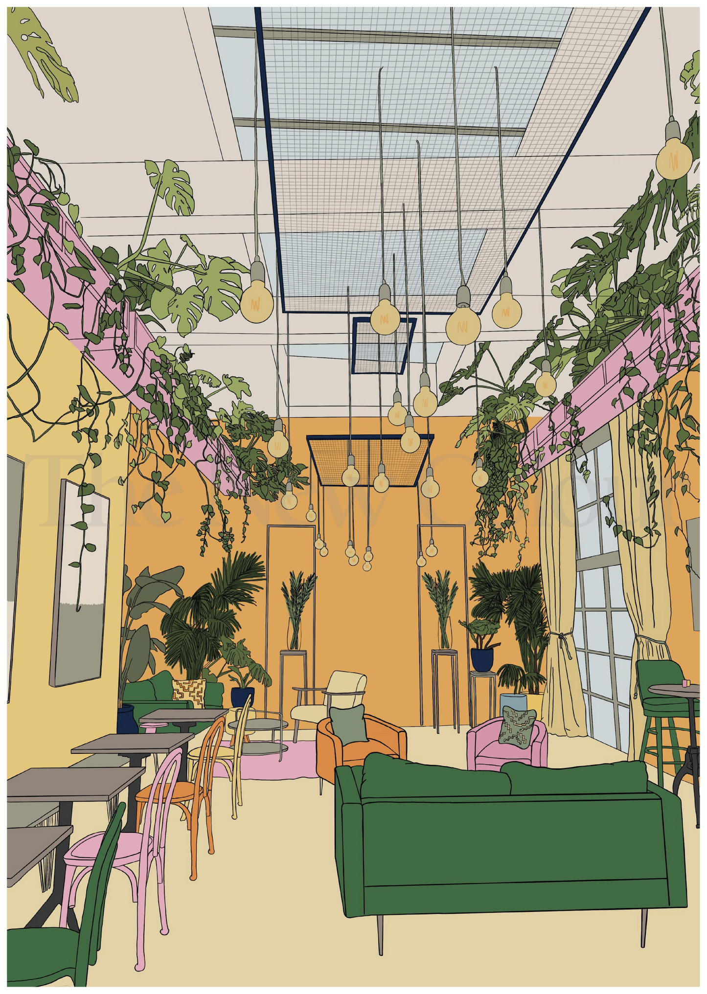 Hackney café, London, Art Print