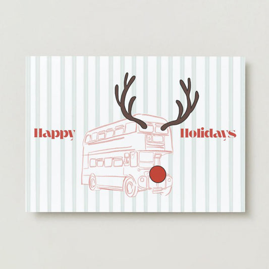 Happy Holidays London Bus Christmas Card