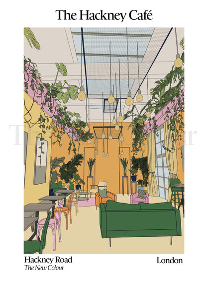 Hackney café, London, Art Print